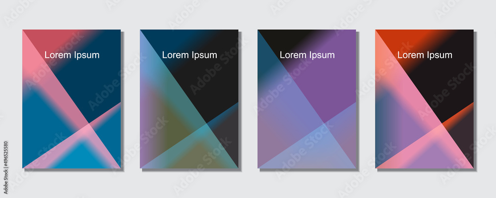 Set of abstract covers design templates with trendy gradient background.  Cool vibrant colors. Applicable for banners, flyers, presentations, posters and reports. Eps10 Vector illustration.