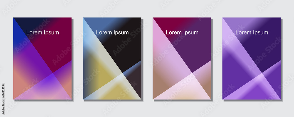 Set of abstract covers design templates with trendy gradient background. Cool vibrant colors. Applicable for banners, flyers, presentations, posters and reports. Eps10 Vector illustration. Set of abstract covers design templates with trendy gradient background. Cool vibrant colors. Applicable for banners, flyers, presentations, posters and reports. Eps10 Vector illustration.
