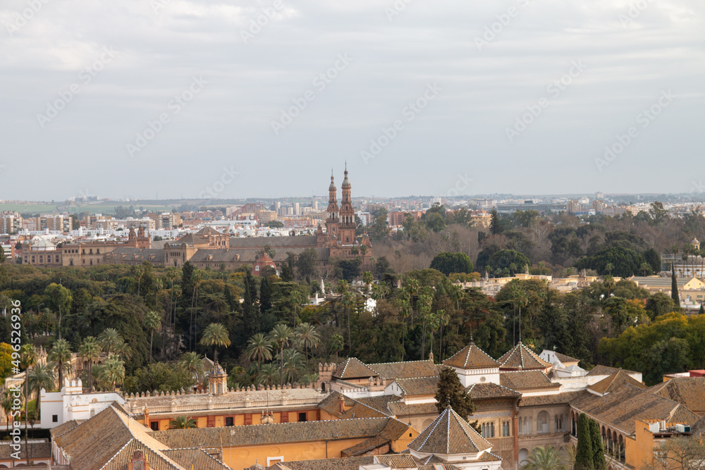 Panorama view of Seville from the top of the Giralda.