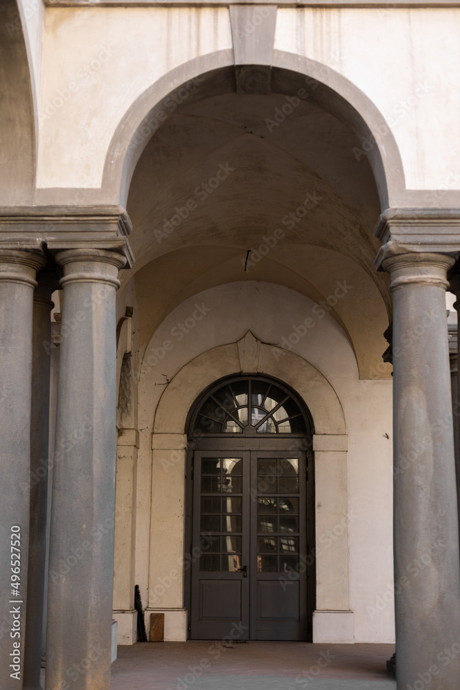 arch with columns in an ancient building in italy beautiful historical architecture