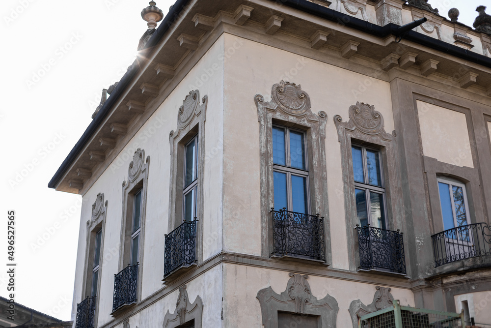 beautiful large windows in an old historical building in europe