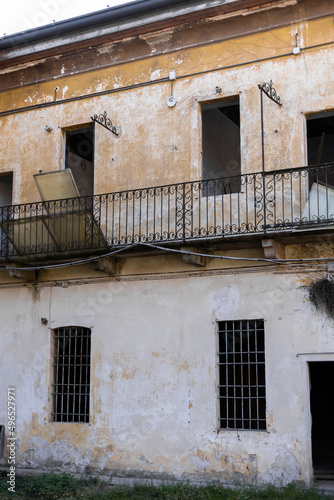 old door and windows in an old building without renovation