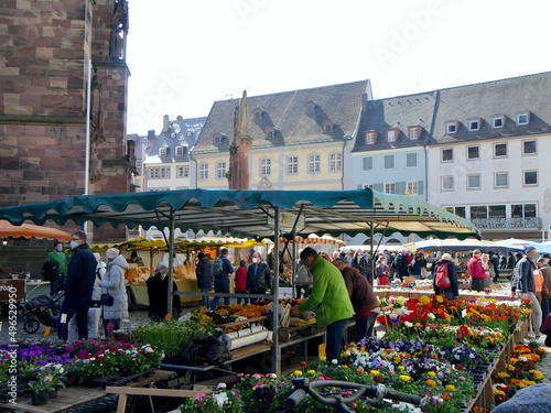 Markt auf dem Münsterplatz in Freiburg photo