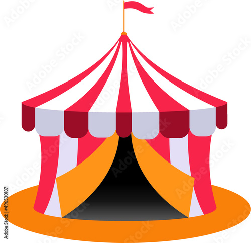 Retro Circus tent with flag. Carnival.