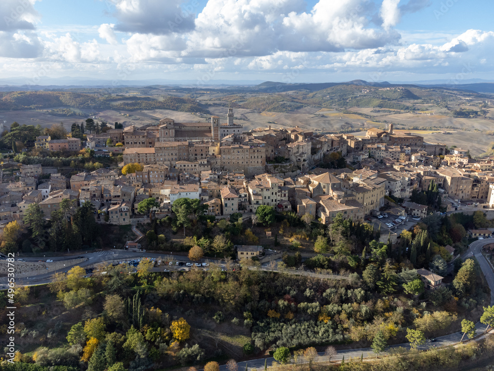 Fototapeta premium Aerial view on old town Montepulciano, Tuscany, Italy