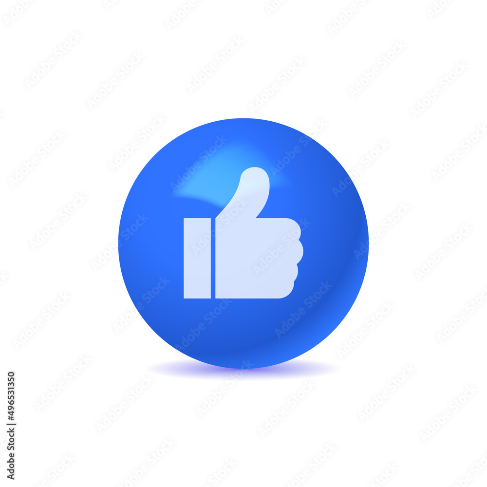 3d thumb up icon isolated on white background. Blue as a ball, social networks. 3d thumb up icon isolated on white background. Blue as a ball, social networks.