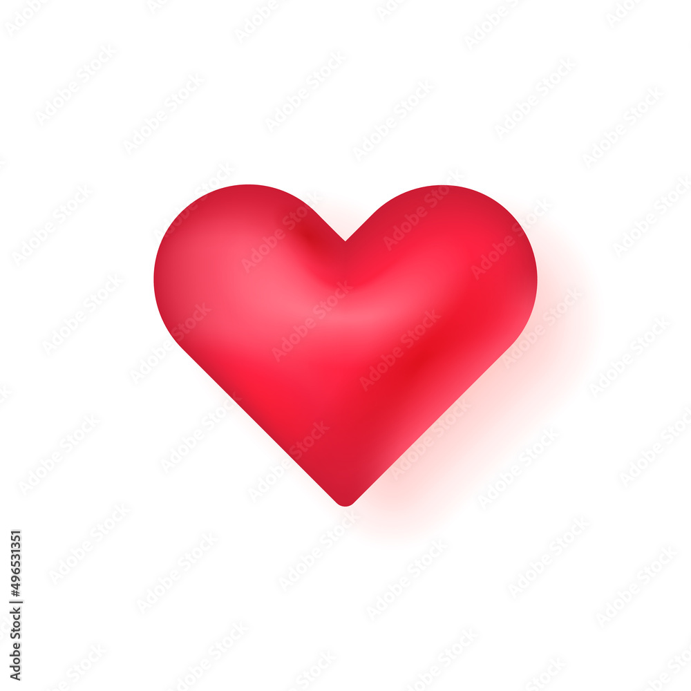3D heart icon isolated on white background. Concept of social networks.