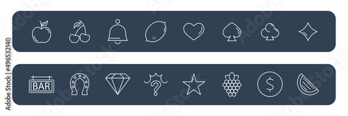 Slot Machine  icons set . Slot Machine  pack symbol vector elements for infographic web