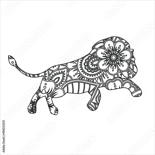 Mandala animal coloring page  lion mandala designs 
 Coloring page for adults Lion graphic animal, doodle  art, abstract design.