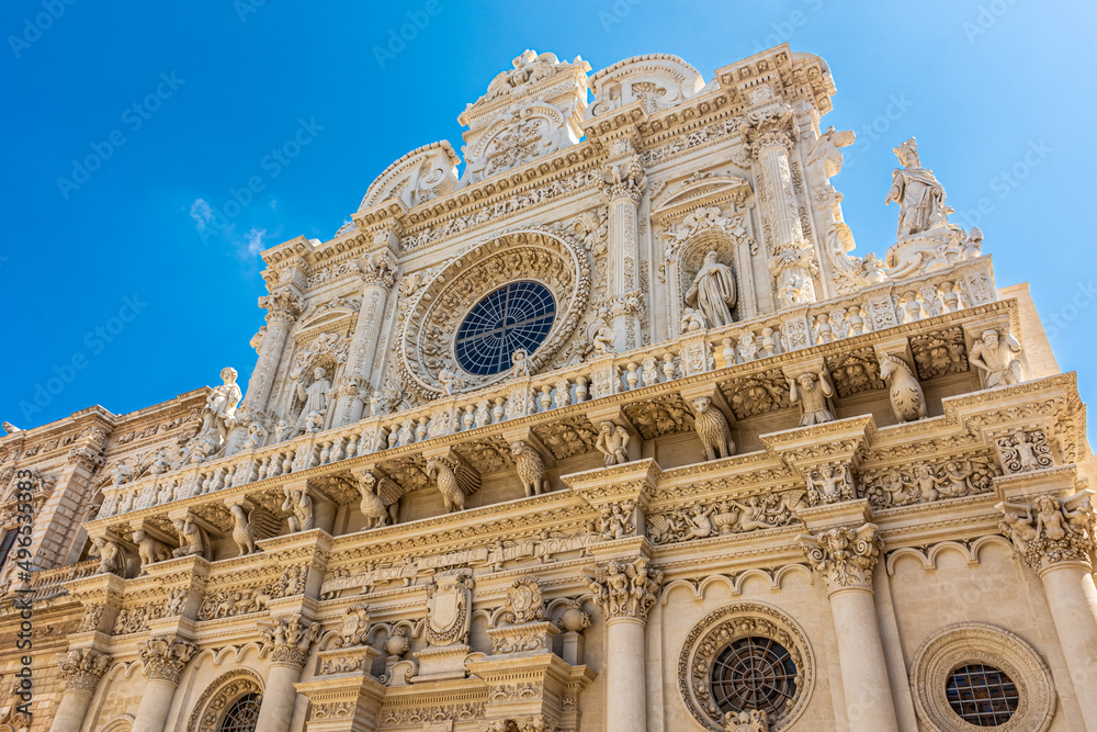 Beautiful baroque facade of Santa Croce Church in Lecce, Apulia, Italy
