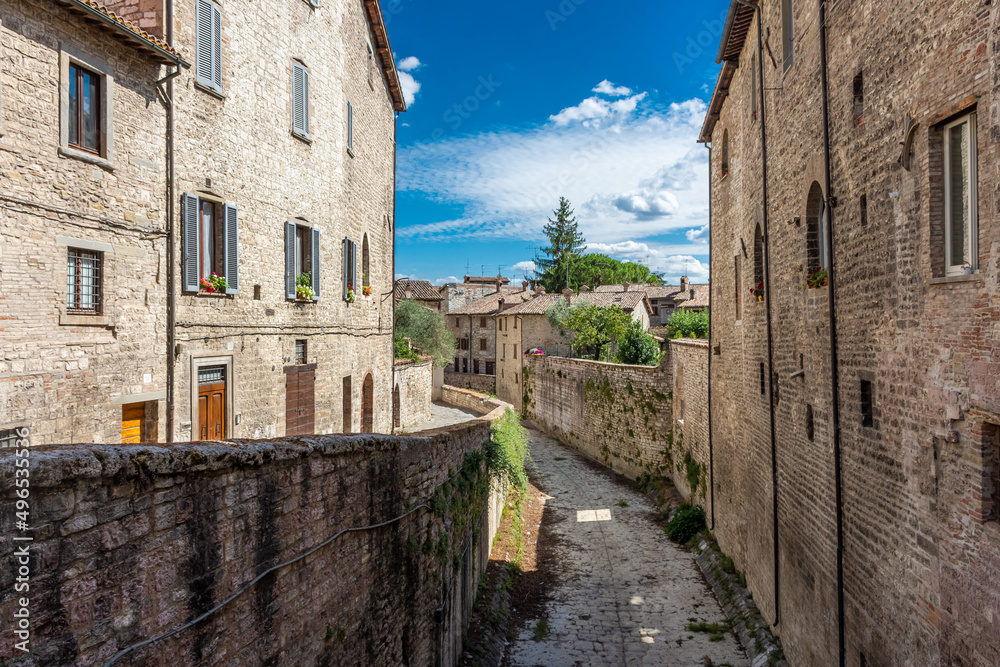Medieval street in the historic center of Gubbio, town in Umbria central Italy Medieval street in the historic center of Gubbio, town in Umbria central Italy