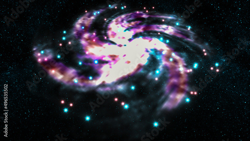 a spiral galaxy somewhere in the universe (3d rendering)