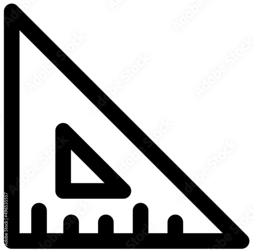 Simple modern setsquare ruler icon outlined photo