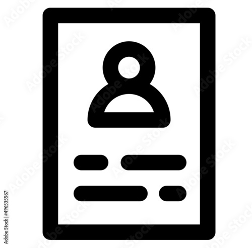 Simple modern student ID card icon outlined