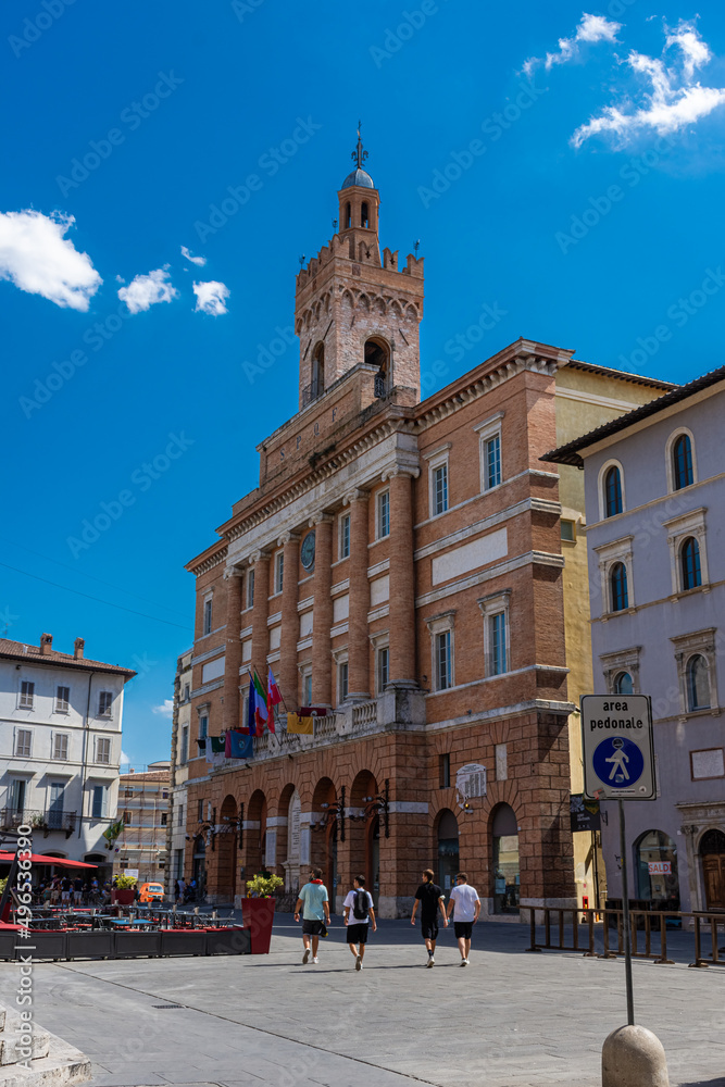 FOLIGNO, ITALY, 7 AUGUST 2021: Square in the historic center