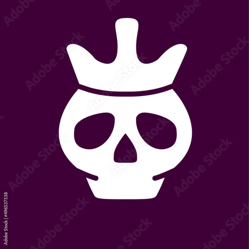 Dead head coronation horror.Dead king skull and crown.Mascot logo.Isolated on white background. Vector flat illustration. © dukesn