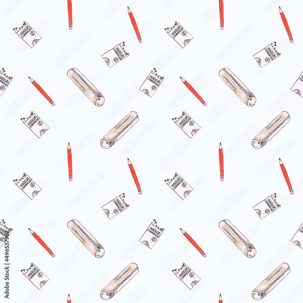 illustration of a pencil Seamless pattern of a coffee cup
