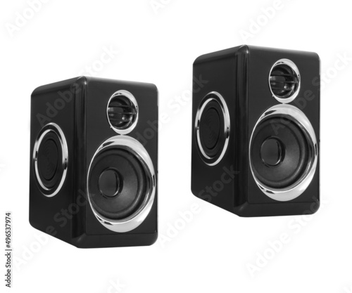 acoustic system, speakers for a computer, on a white background