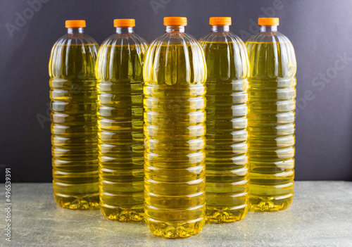 photo of bottles with sunflower oil