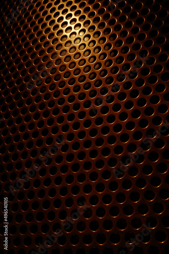 bronze shiny metal grille
 as an abstract background