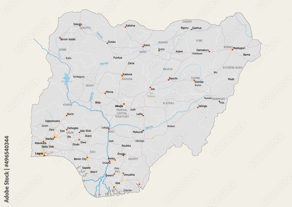 Isolated Map Of Nigeria With Capital National Borders Important Isolated Map Of Nigeria With Capital National Borders Important