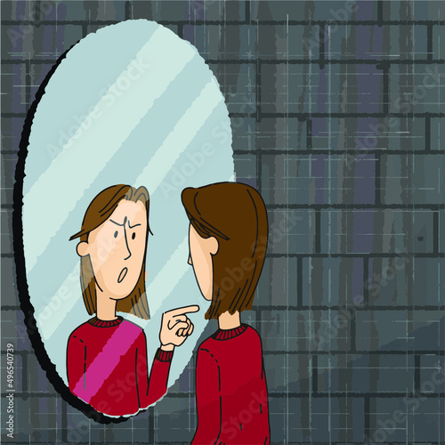 Psychological conflict. Self-talk. Claiming your reflection in the mirror: 