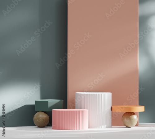 Abstract Minimal Modern Podium Platform For Product Display Showcase 3D Rendering