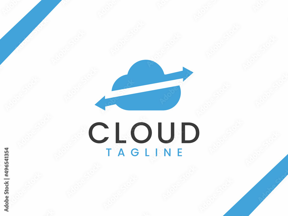 cloud share logo template, arrow and cloud concepts