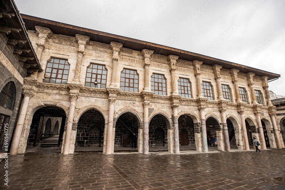 Ulu Cami Diyarbakir Grand mosque at sunrise, Eastern Turkey. Inner yard of the historic Grand Mosque in Diyarbakir Ulu Cami Diyarbakir Grand mosque at sunrise, Eastern Turkey. Inner yard of the historic Grand Mosque in Diyarbakir