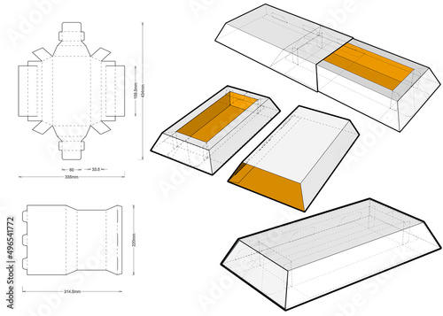 Chocolate box and Die-cut Pattern. The .eps file is full scale and fully functional. Ease of assembly, no need for glue. Prepared for real cardboard production.