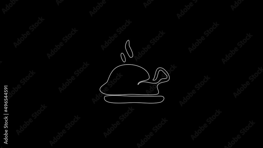 white linear grilled chicken silhouette. the picture appears and disappears on a black background.
white linear grilled chicken silhouette. the picture appears and disappears on a black background.