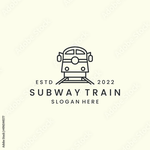 subway train with line style logo icon template design. subway train, transportation vector illustration
