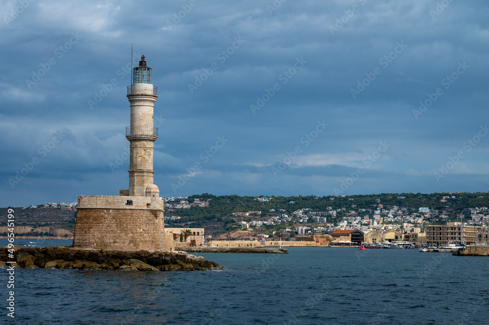 lighthouse in the port in Chania