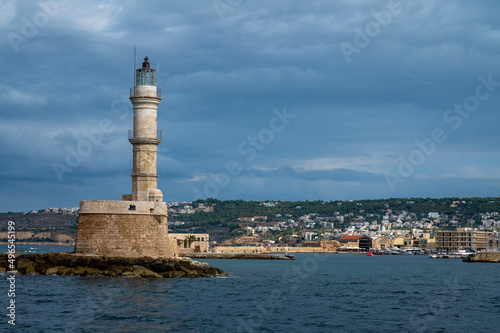 lighthouse in the port in Chania