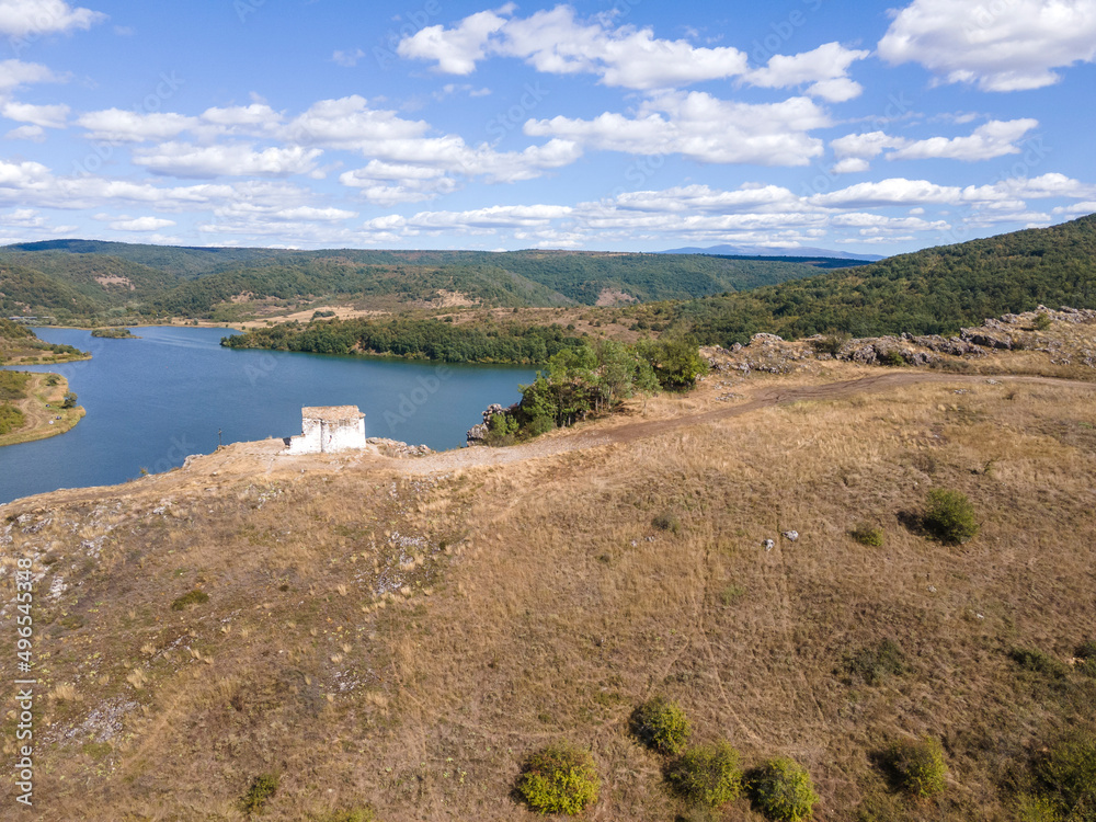 Fototapeta premium Aerial view of Pchelina Reservoir, Bulgaria
