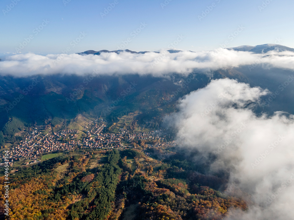 Aerial view of Balkan Mountains and Vratsata pass, Bulgaria