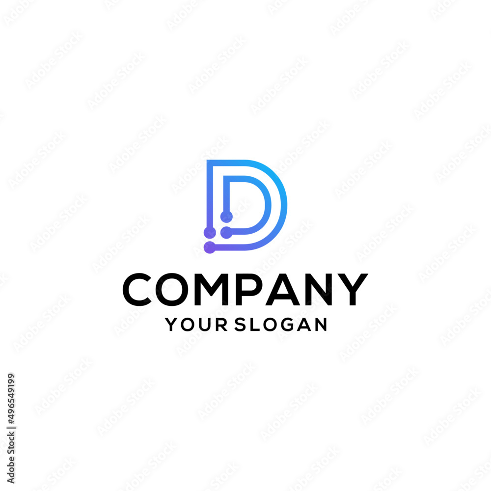 Letter D with data tech solution logo design inspiration icon Letter D with data tech solution logo design inspiration icon