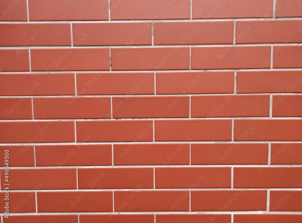 Fototapeta premium Brick wall with red bricks, red brick background