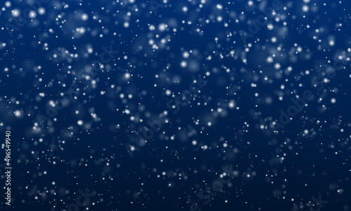 Falling snow flakes banner. White snowflakes flying in the air. Snow flakes, snow background. Winter snowfall illustration