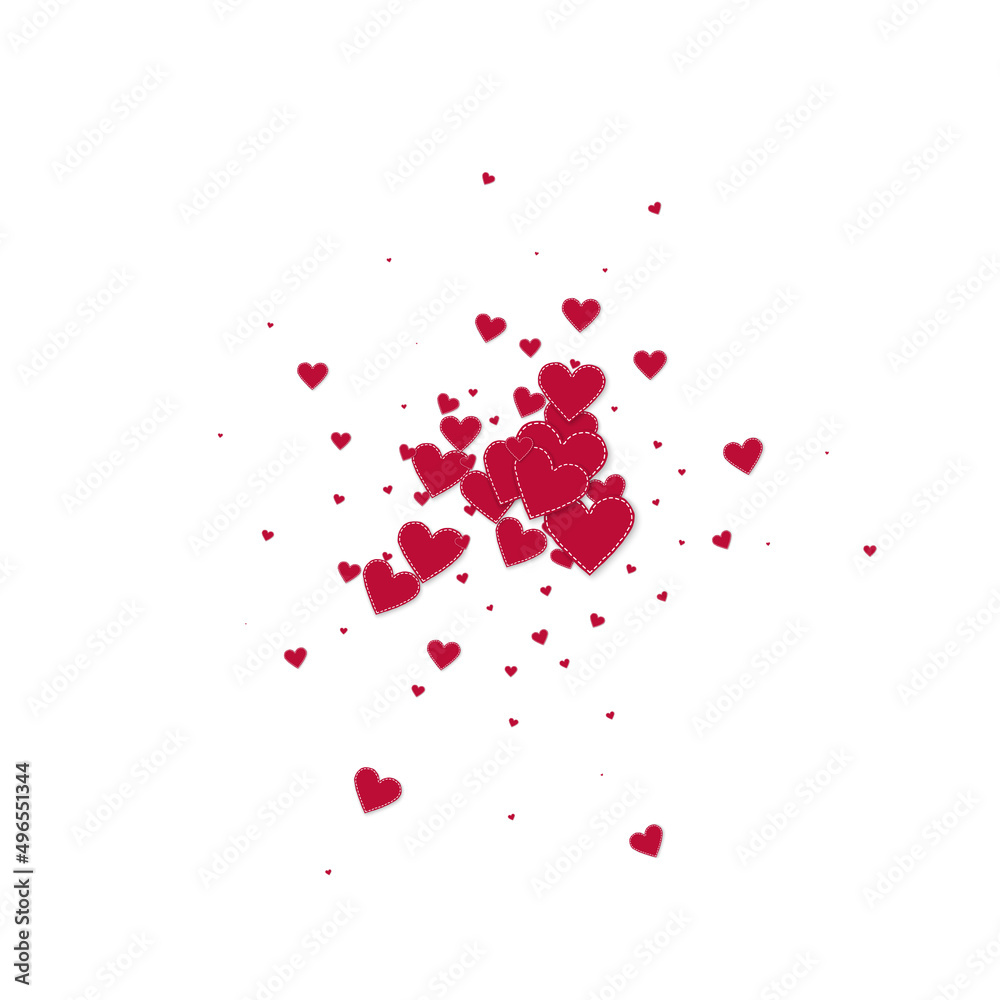 Red heart love confettis. Valentine's day explosio