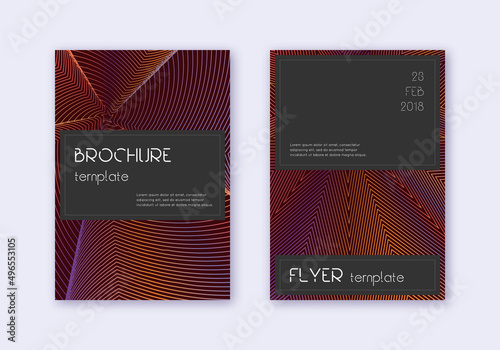 Black cover design template set. Orange abstract l