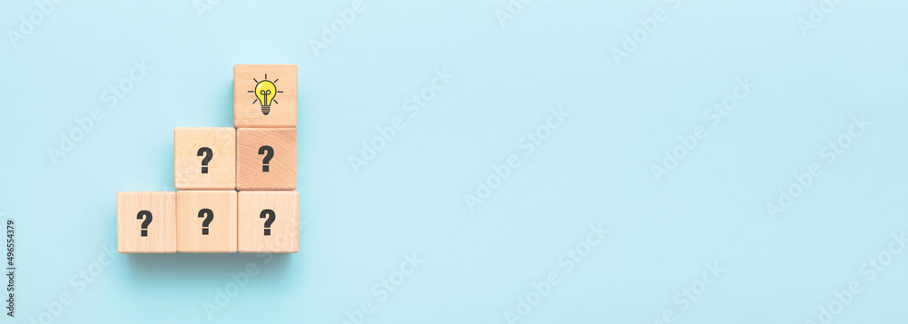 Obraz premium Creative idea and innovation with wooden blocks.