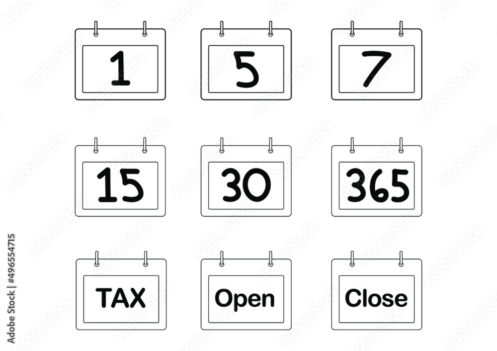 Calendar vector icon Number and text reminder set. Calendar vector icon Number and text reminder set.