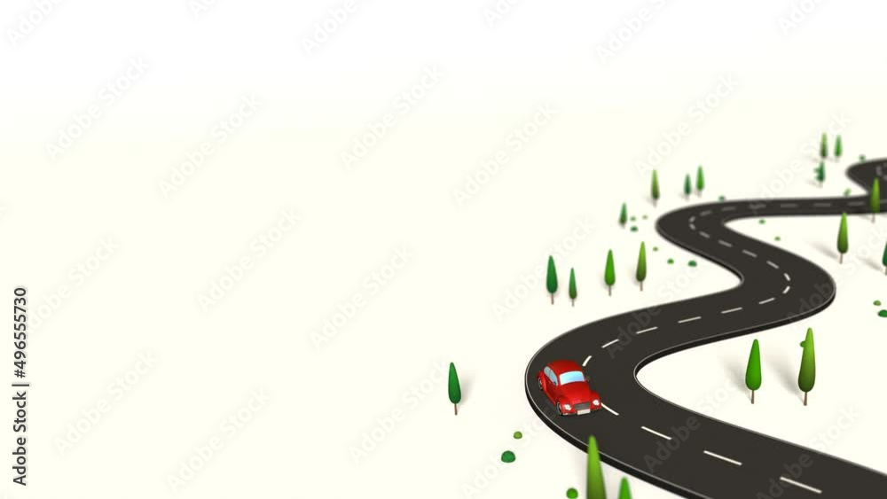 3D animation - Animation of a running red car
