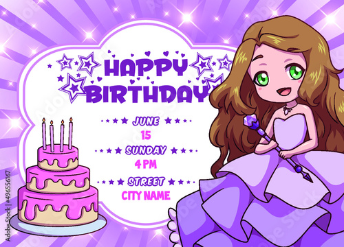 happy birthday cute princess invitation 