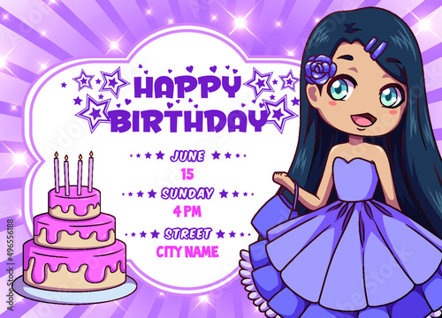 happy birthday cute princess invitation 