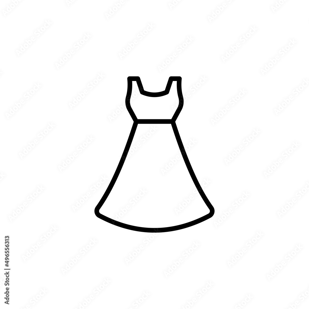 Evening dress line icon. linear style sign for mobile concept and web design. Gown dress outline vector icon. Symbol, logo illustration. Vector graphics Evening dress line icon. linear style sign for mobile concept and web design. Gown dress outline vector icon. Symbol, logo illustration. Vector graphics
