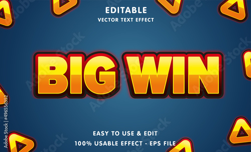 big win editable text effect with modern and simple style, usable for logo or campaign title