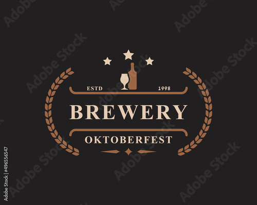 Vintage Retro Badge Oktoberfest Label Typographic Design Willkommen Zum Invitations Beer Festival Celebration Logo