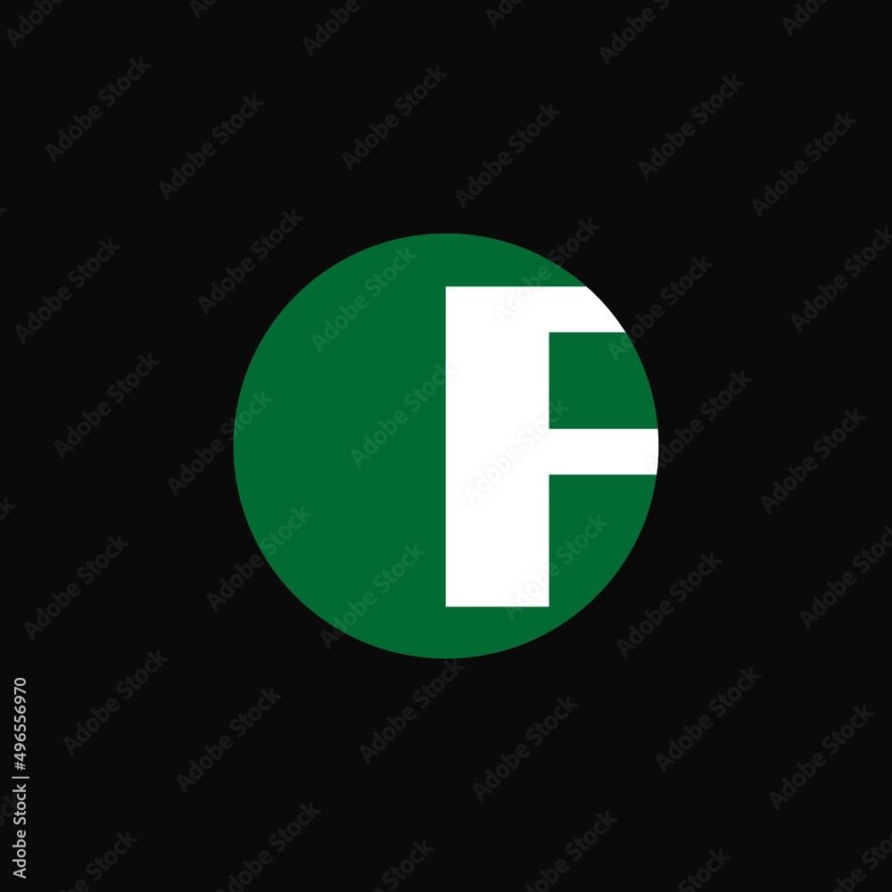 Obraz premium F lettermark iconic round logo vector illustration. White and green conceptual logo design.